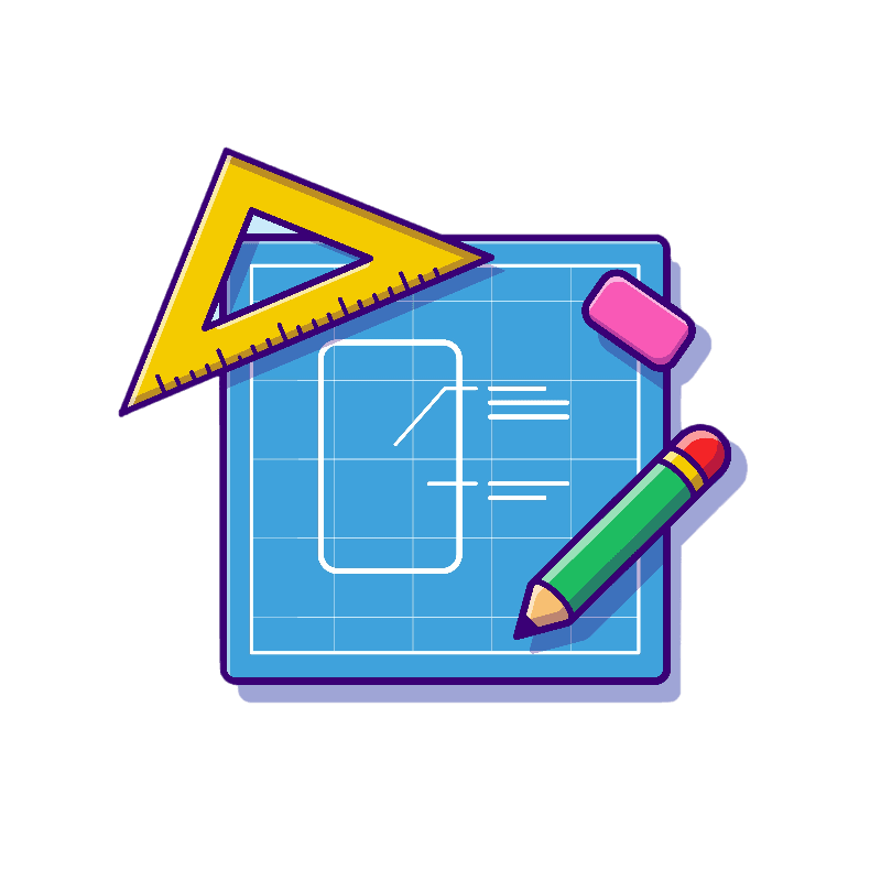 Images by catalyststuff on Freepik of a set square, blueprint image of a design, with a pencil and a eraser